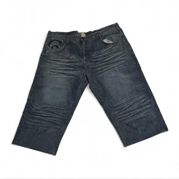 Indigo Thirty Y2K Blue Denim jeans with pocket designs all over 50W 34L - Picture 1 of 3